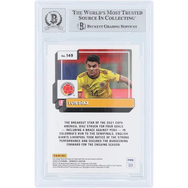 Luis Diaz Signed 2022-23 Panini Donruss Optic #149 | Beckett Graded 10