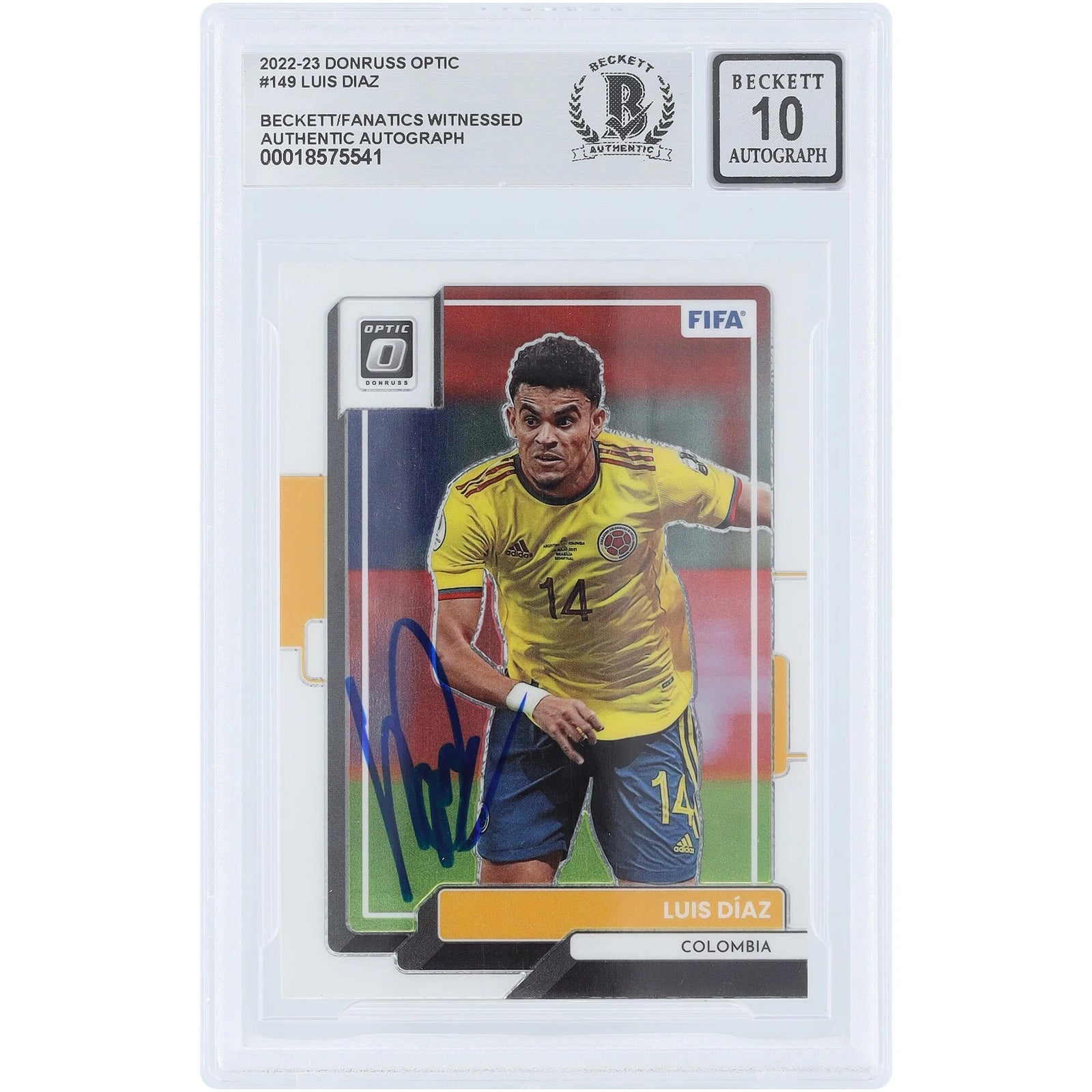 Luis Diaz Signed 2022-23 Panini Donruss Optic #149 | Beckett Graded 10
