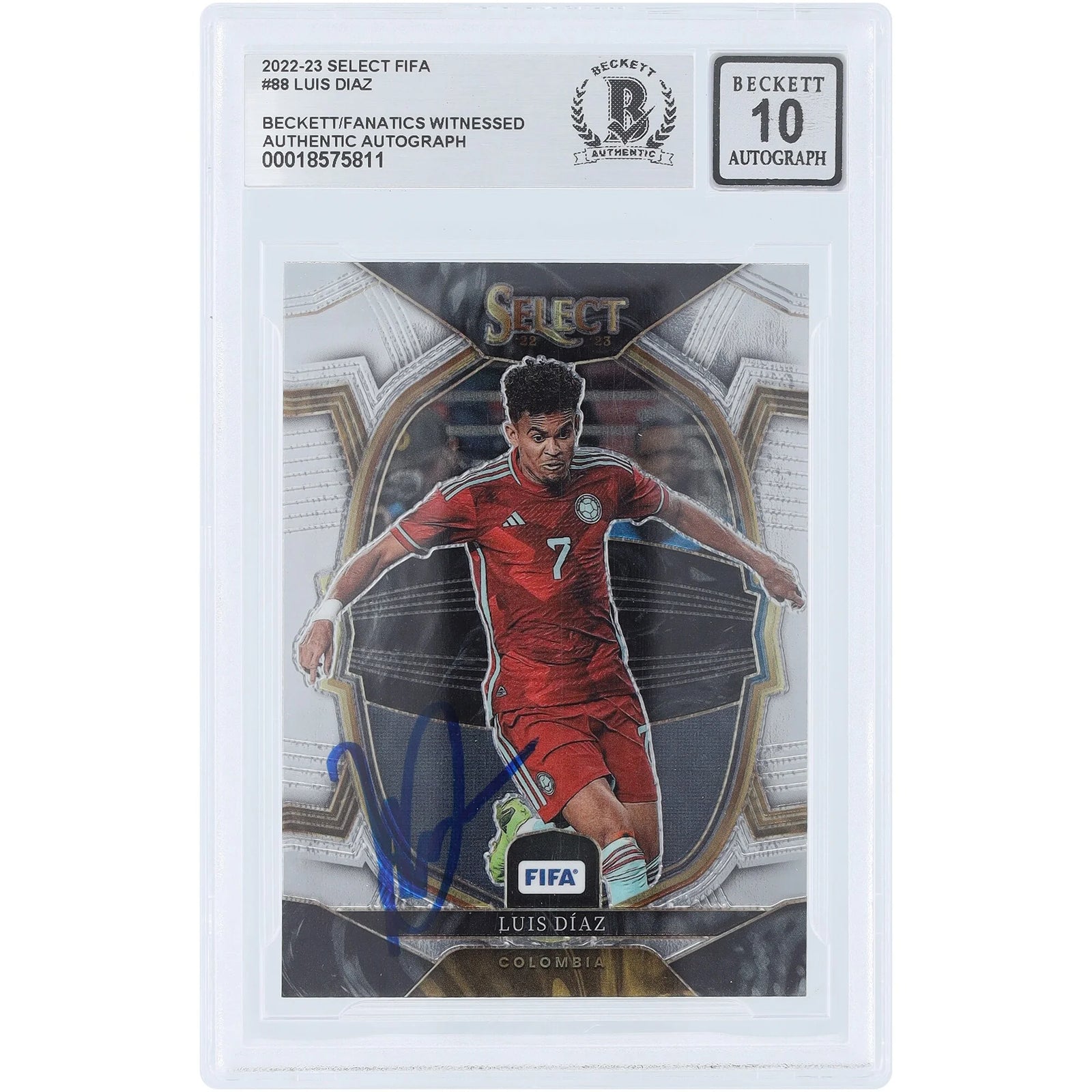 Luis Diaz Signed 2022-23 Panini Select FIFA #88 Card | Beckett Graded 10