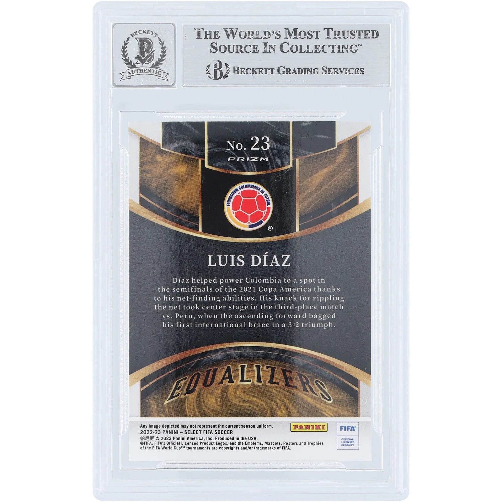 Luis Diaz Signed 2022-23 Panini Select FIFA Equalizers #23 | Graded 10