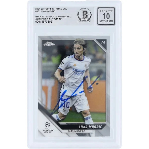 Luka Modric Signed 2021-22 Topps Chrome UEFA #85 Card | Beckett 10