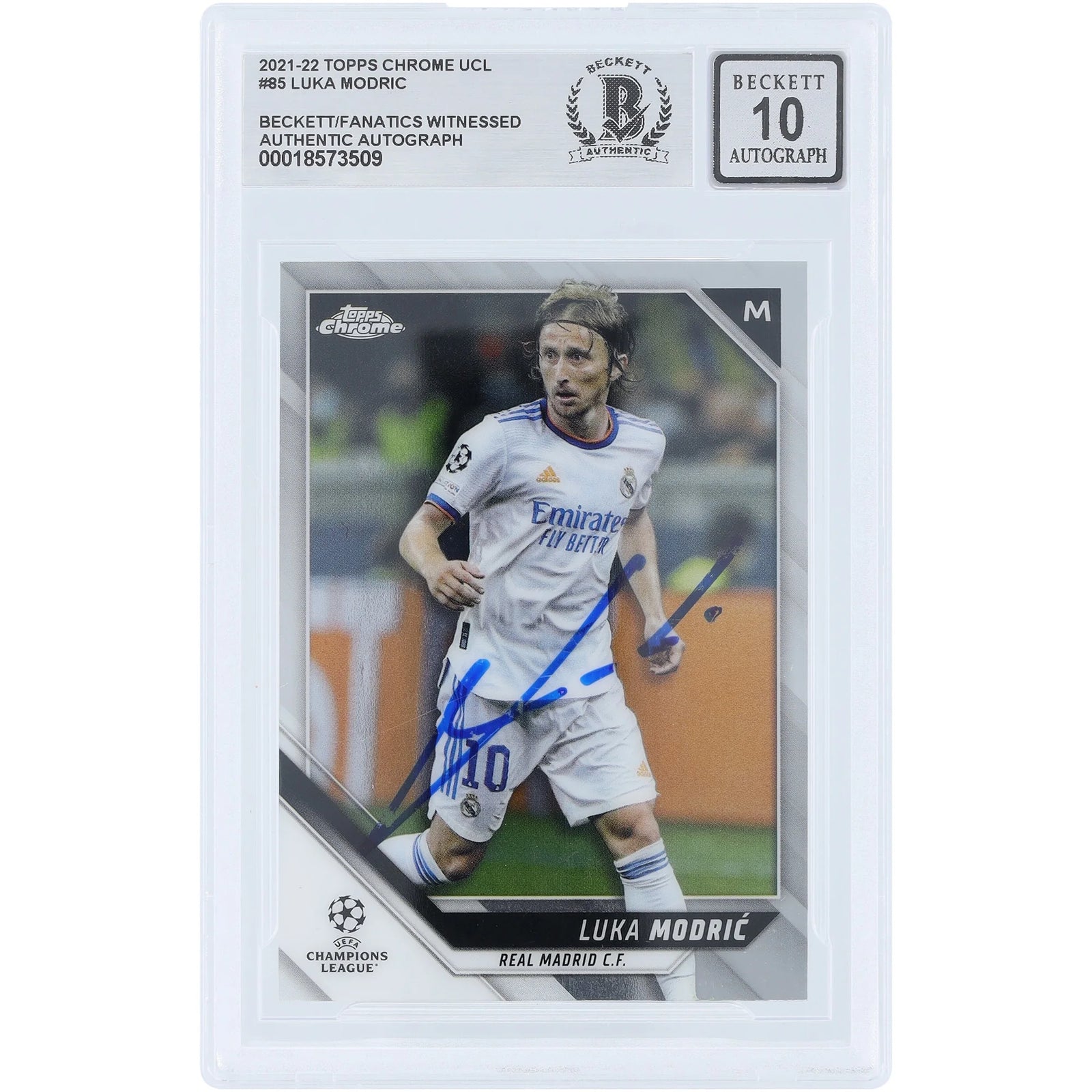 Luka Modric Signed 2021-22 Topps Chrome UEFA #85 Card | Beckett 10