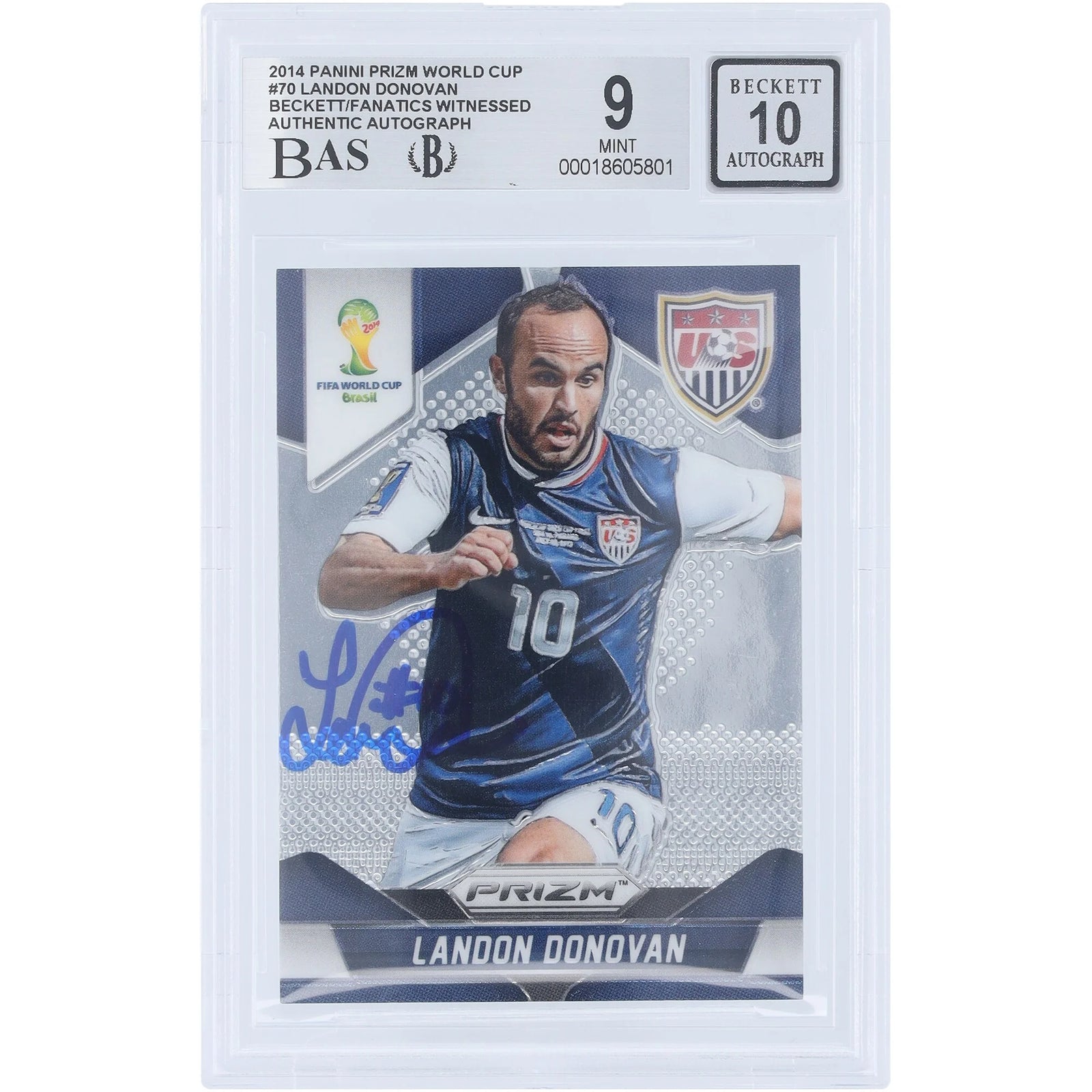 Landon Donovan Signed 2014 Panini Prizm World Cup #70 Card | Beckett Authenticated 9/10