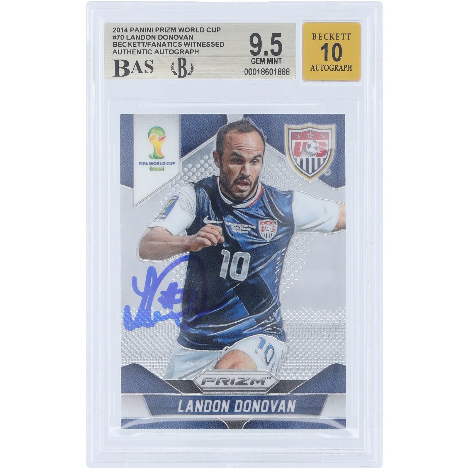 Landon Donovan Signed 2014 Panini Prizm World Cup #70 | Beckett 9.5