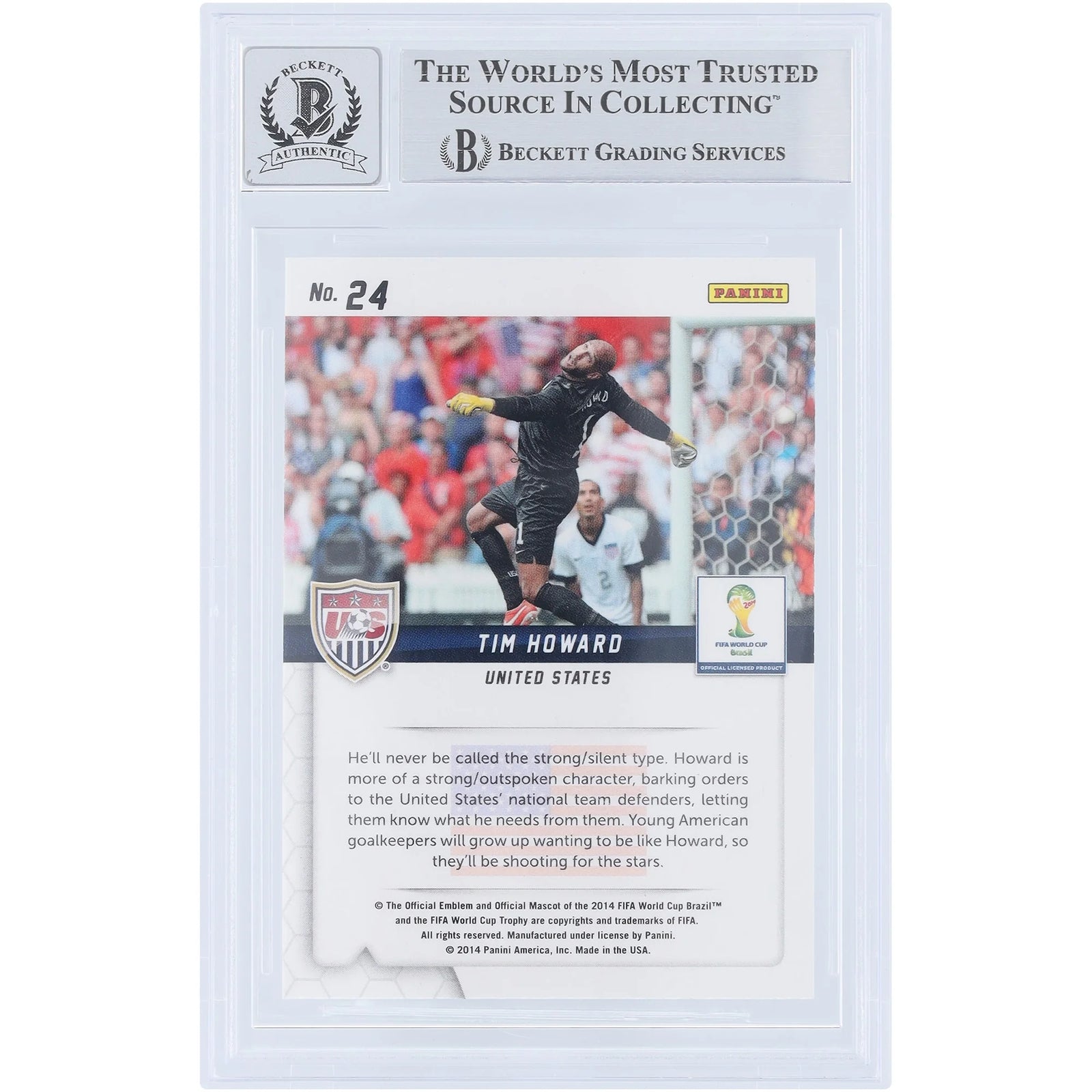 Tim Howard Signed 2014 Panini Prizm World Cup Guardians #24 | Beckett 9