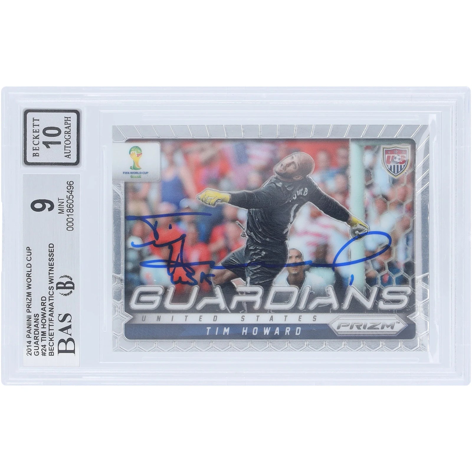 Tim Howard Signed 2014 Panini Prizm World Cup Guardians #24 | Beckett 9