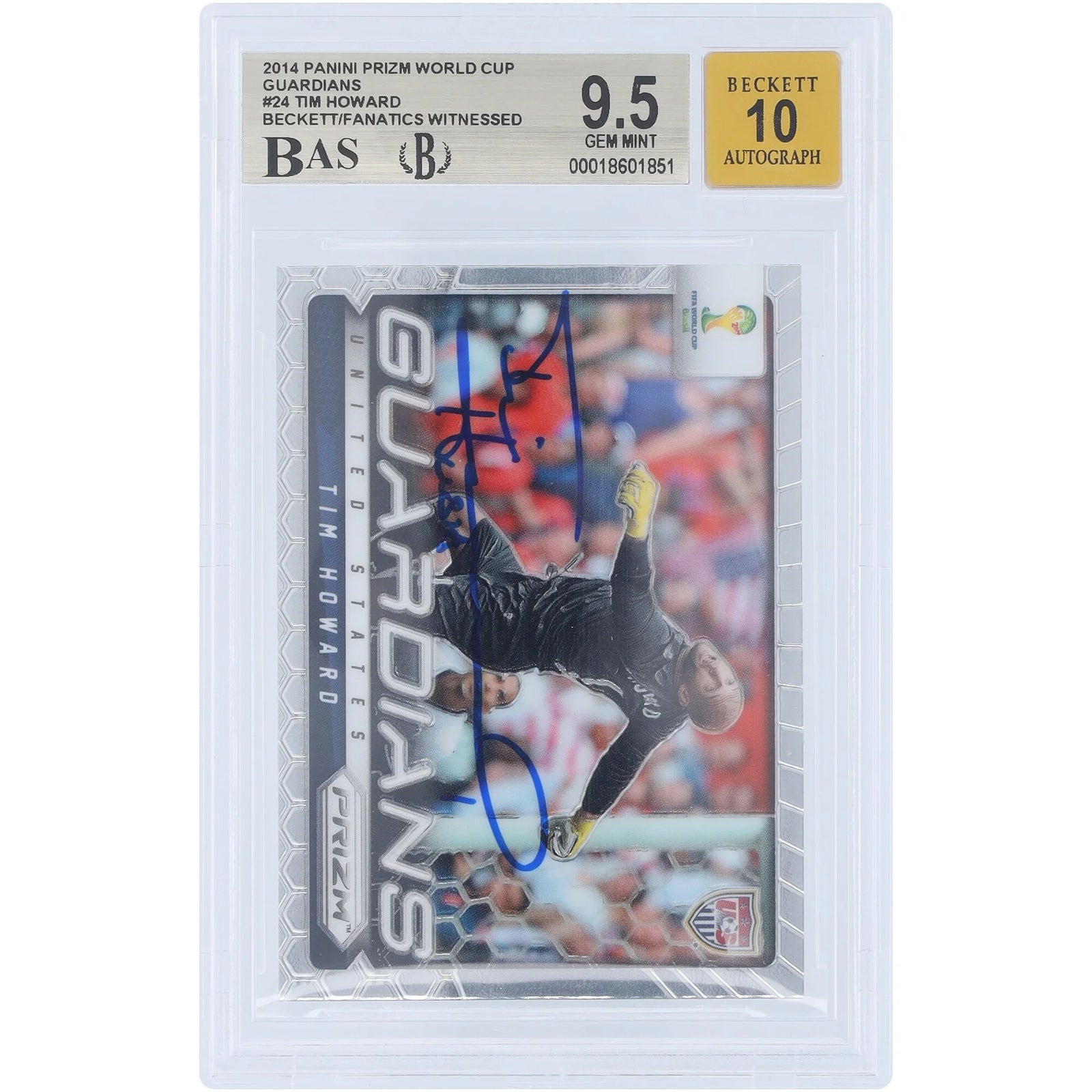 Tim Howard Signed 2014 Panini Prizm World Cup Guardians #24 | Graded 9.5