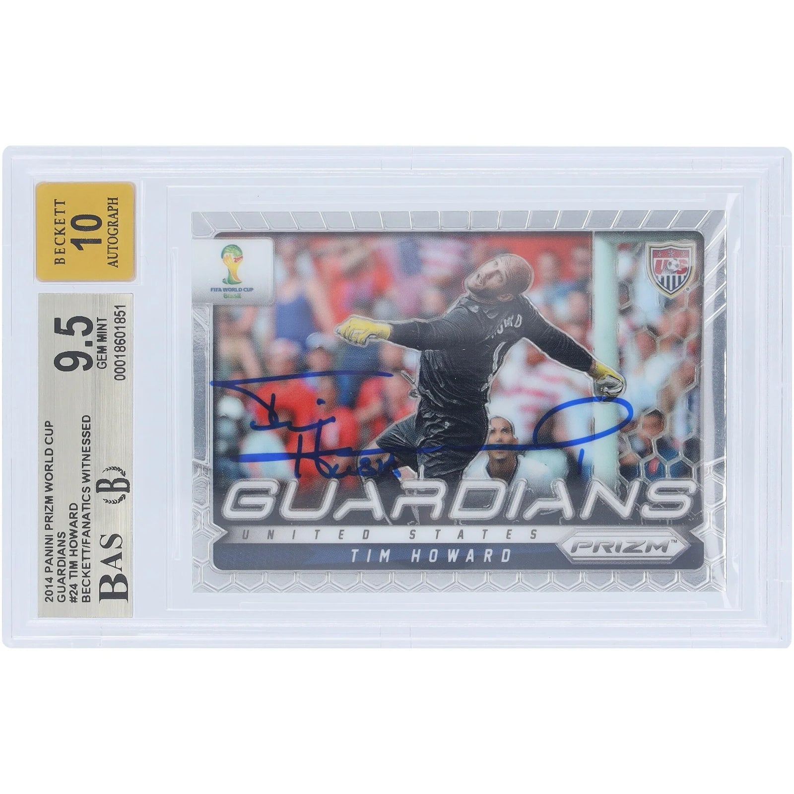 Tim Howard Signed 2014 Panini Prizm World Cup Guardians #24 | Graded 9.5