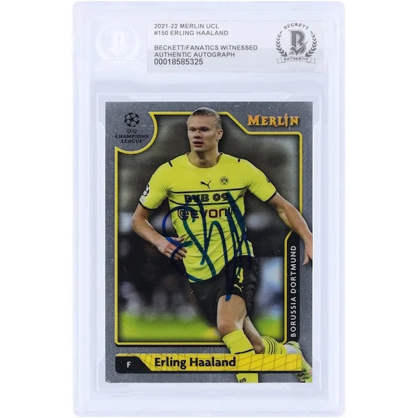 Erling Haaland Signed 2021-22 Topps Merlin UEFA #150 Card | Beckett Authenticated