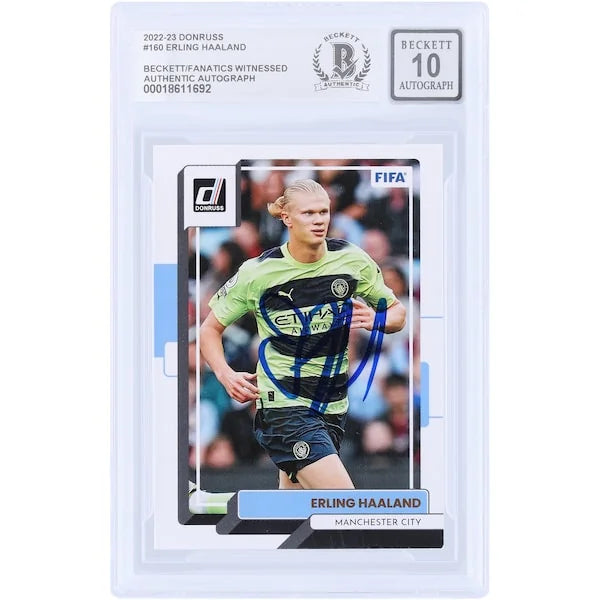 Erling Haaland Signed 2022-23 Panini Donruss #160 | Graded 10
