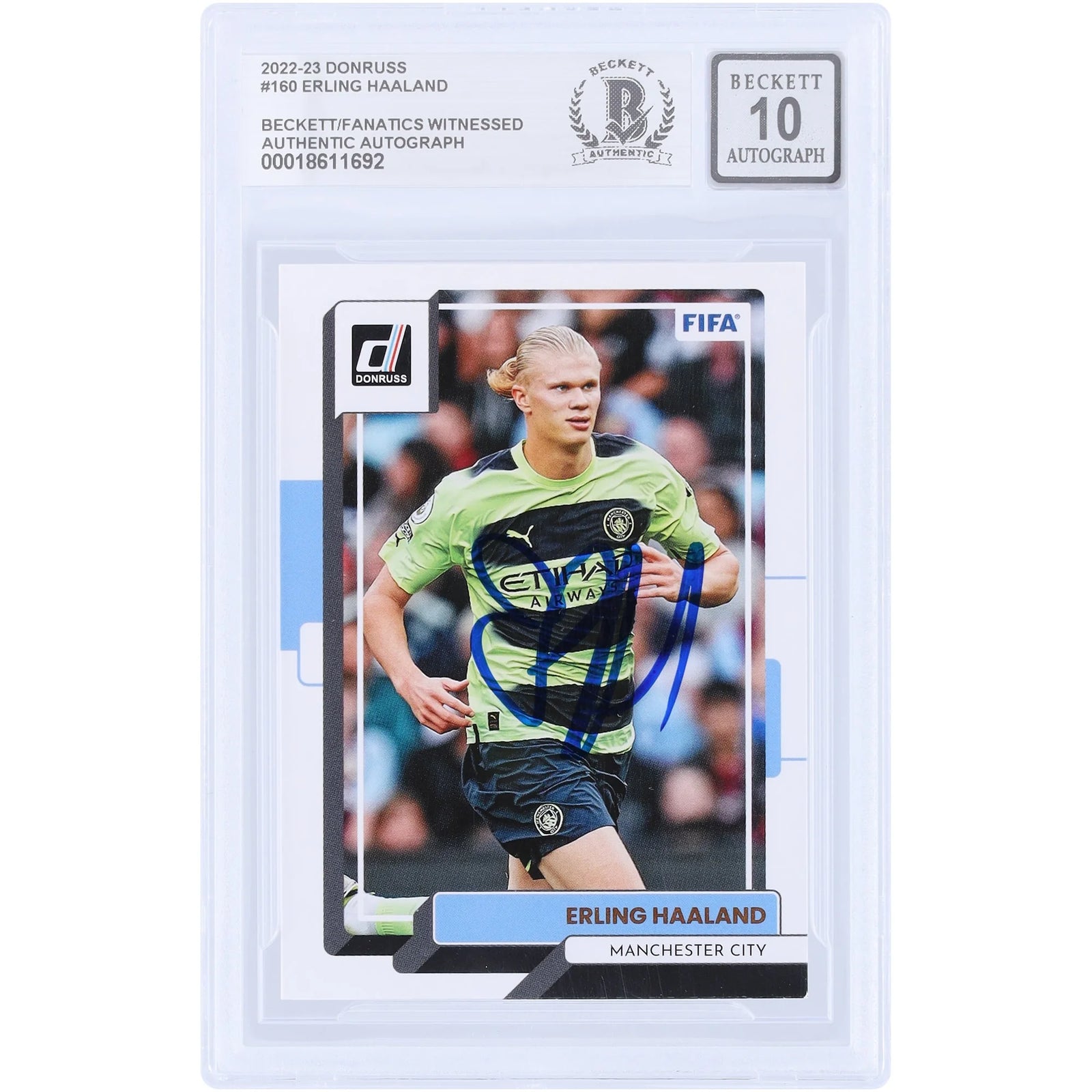 Erling Haaland Signed 2022-23 Panini Donruss #160 | Graded 10