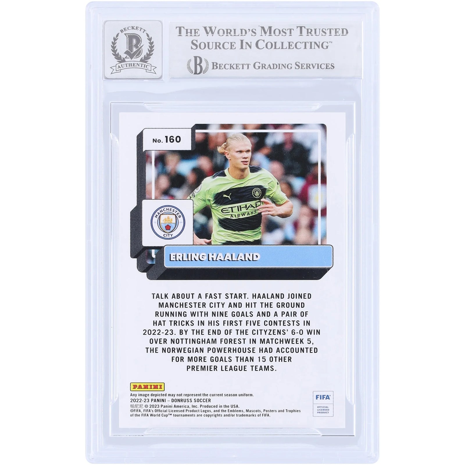 Erling Haaland Signed 2022-23 Panini Donruss #160 | Graded 10