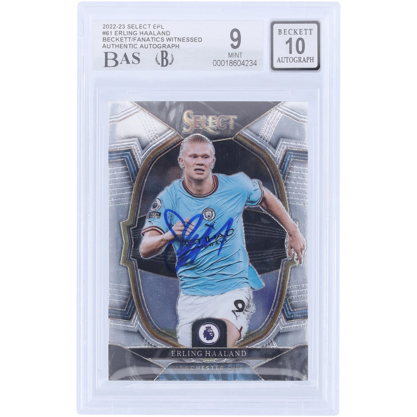 Erling Haaland Signed 2022-23 Panini Select #61 Card | Beckett 9