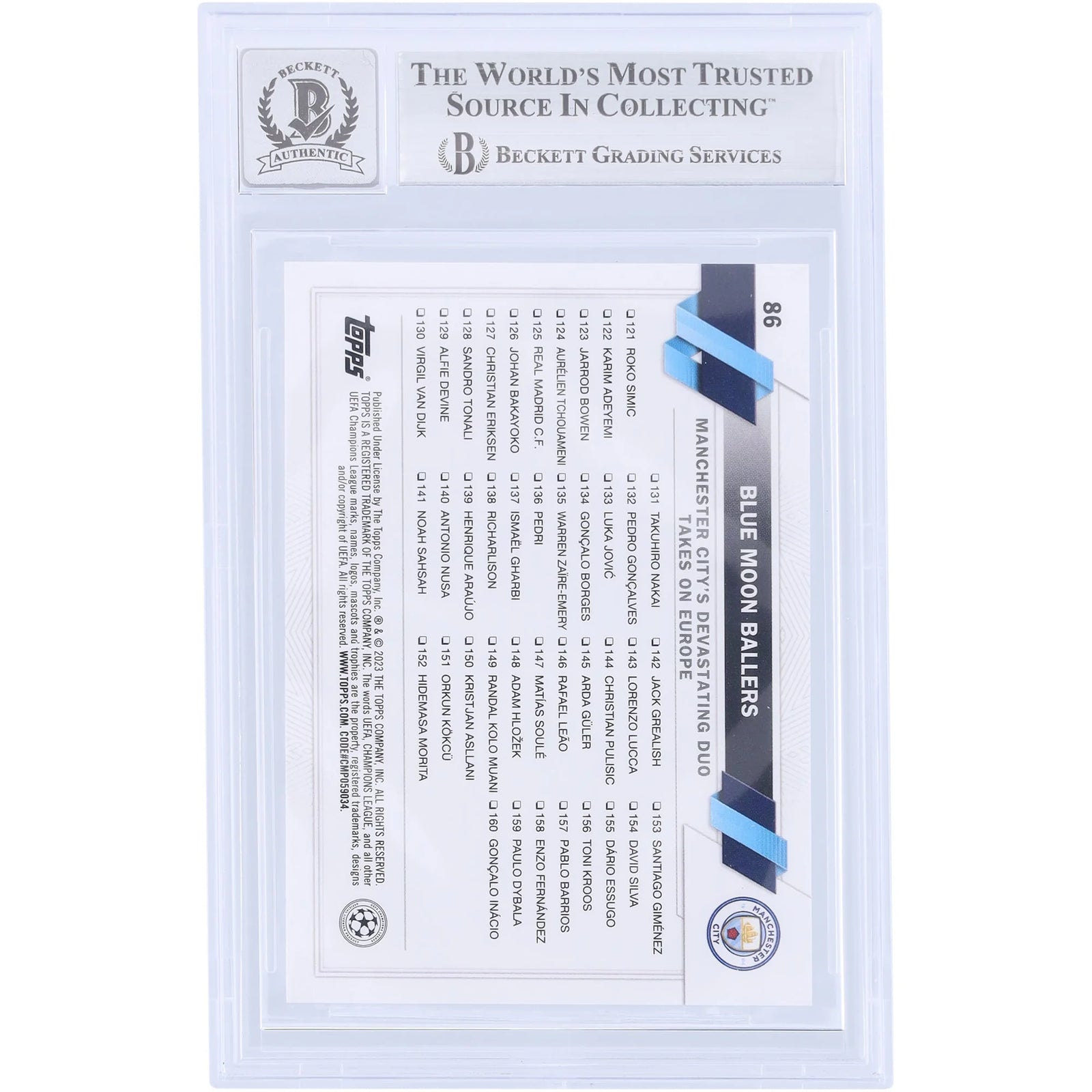Erling Haaland Signed 2022-23 Topps UEFA Blue Moon Ballers #86 | Beckett Authenticated 9