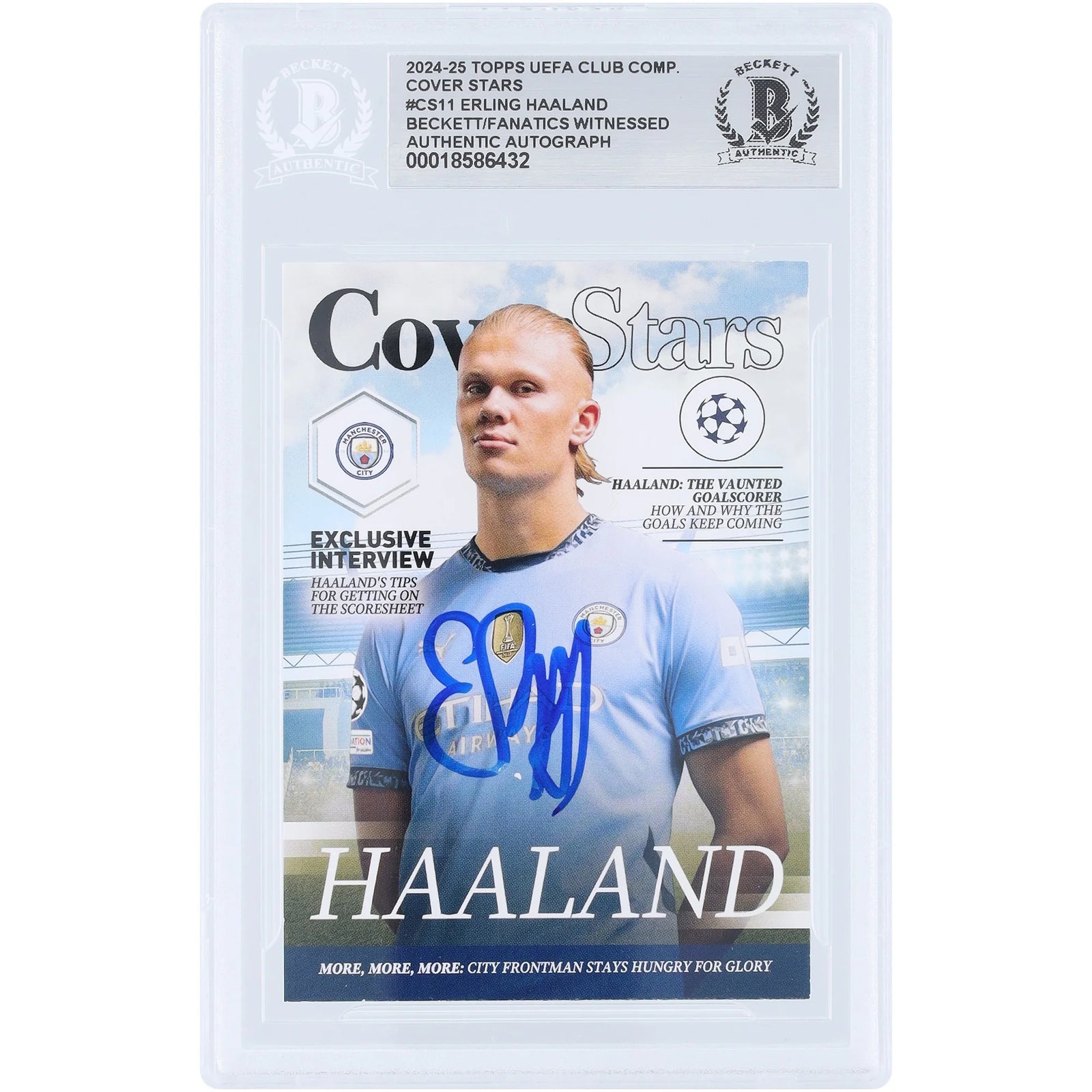 Erling Haaland Signed 2024-25 Topps UEFA Cover Stars #CS-11 Card | Beckett Authenticated