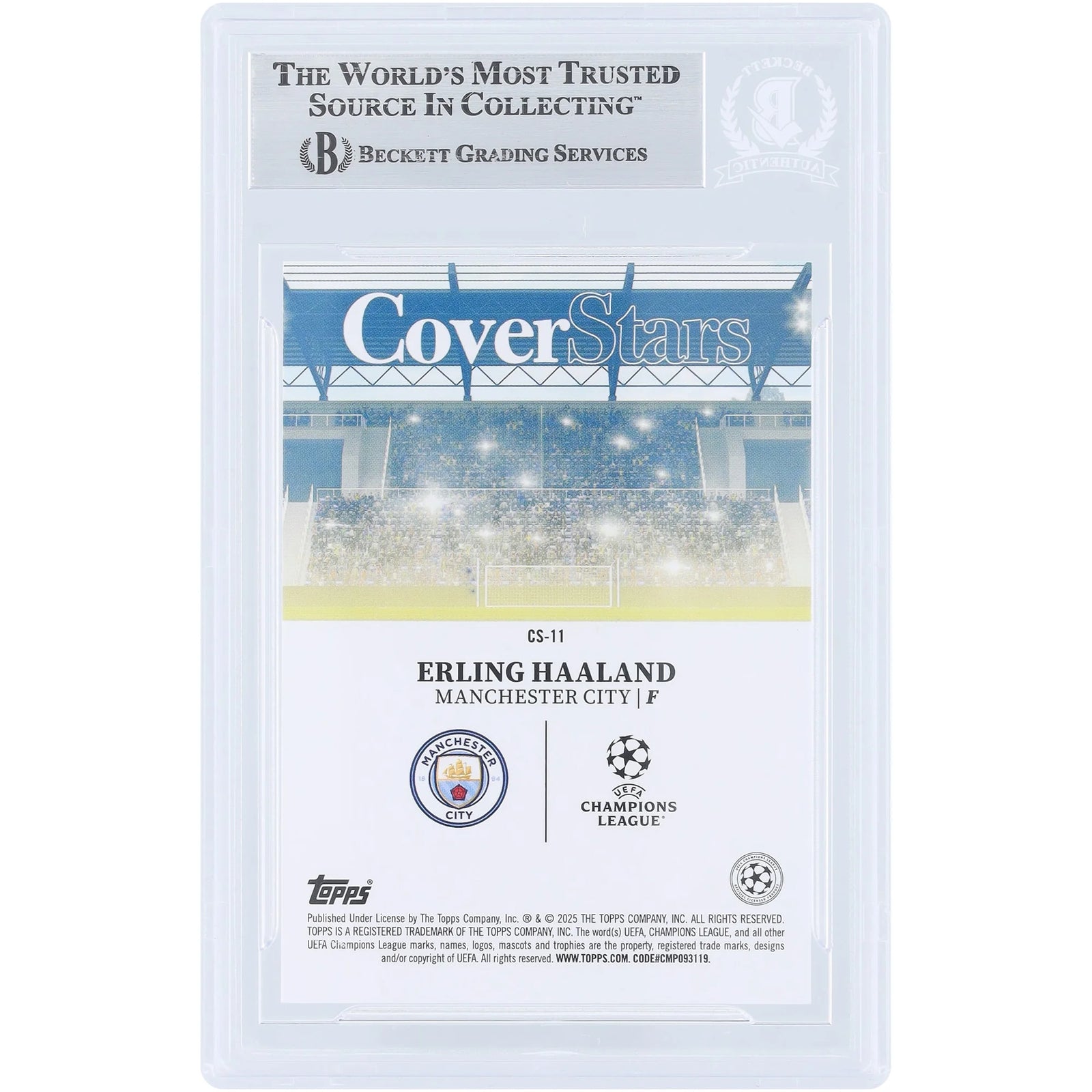 Erling Haaland Signed 2024-25 Topps UEFA Cover Stars #CS-11 Card | Beckett Authenticated