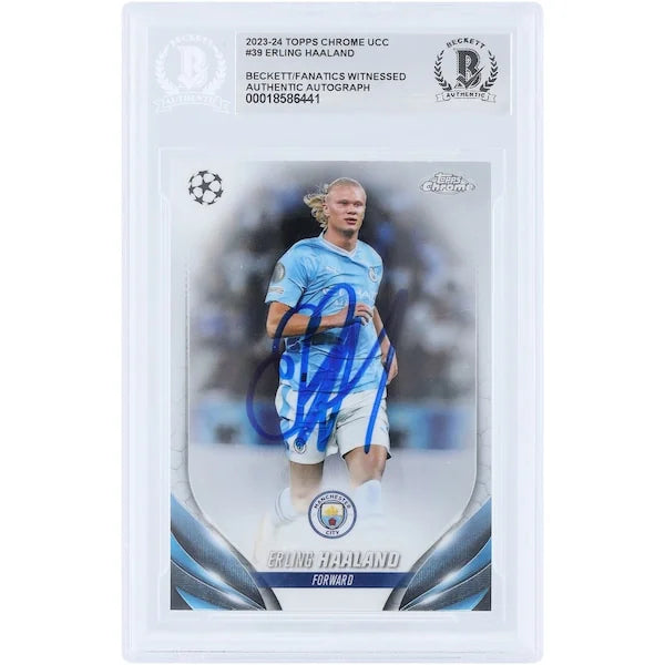 Erling Haaland Signed 2023-24 Topps Chrome UEFA #39 Card | Beckett Authenticated