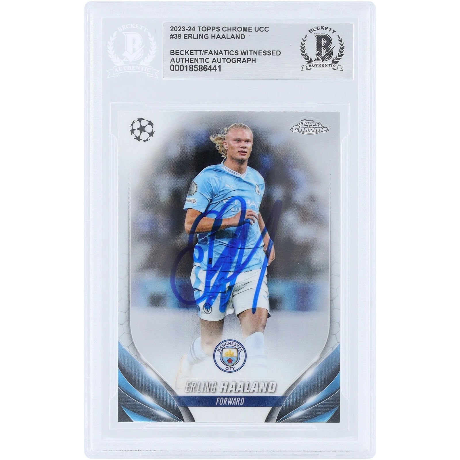 Erling Haaland Signed 2023-24 Topps Chrome UEFA #39 Card | Beckett Authenticated