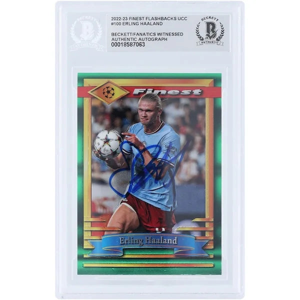 Erling Haaland Signed 2022-23 Topps Finest Flashback UEFA #100 | Beckett Authenticated