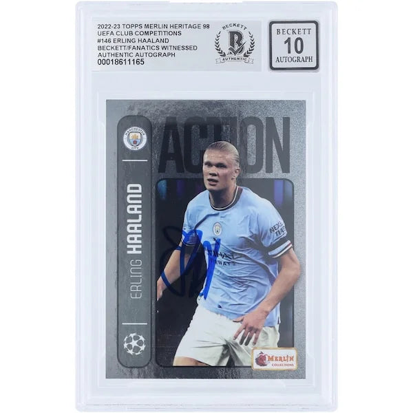 Erling Haaland Signed 2022-23 Topps Merlin UEFA Heritage #146 | Graded 10