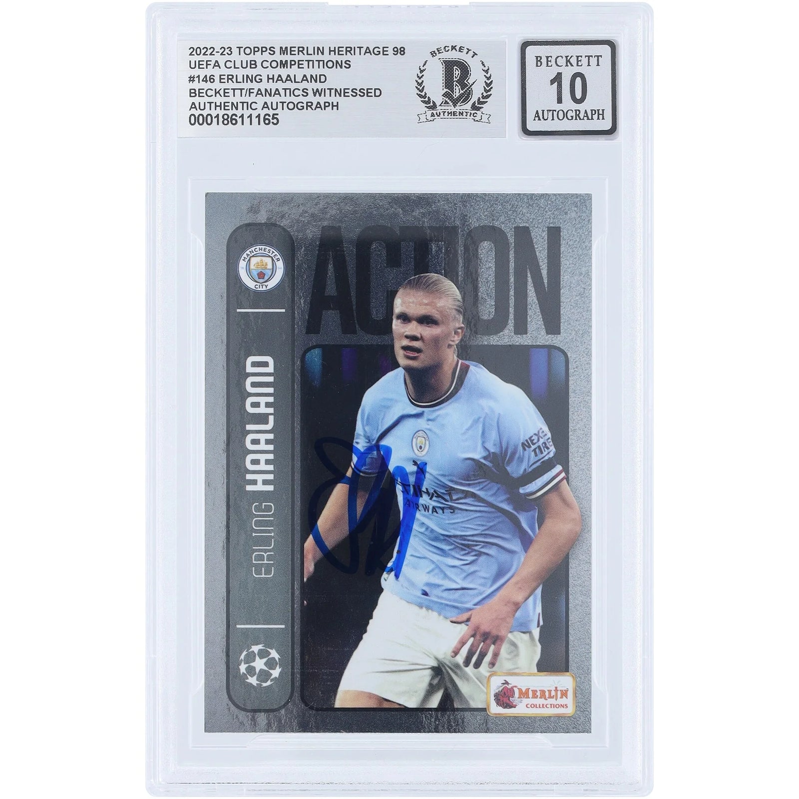 Erling Haaland Signed 2022-23 Topps Merlin UEFA Heritage #146 | Graded 10