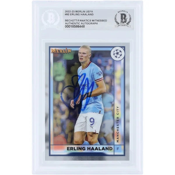 Erling Haaland Manchester City Autographed 2022-23 Topps Merlin UEFA #92 Beckett Fanatics Witnessed Authenticated Card - F2