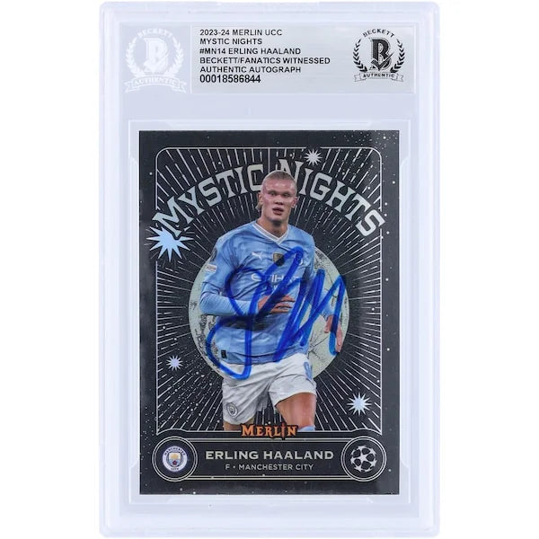 Erling Haaland Signed 2023-24 Topps Merlin UEFA Mystic Nights #MN-14 | Beckett Authenticat