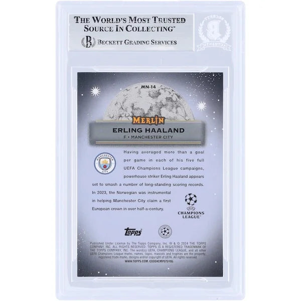 Erling Haaland Signed 2023-24 Topps Merlin UEFA Mystic Nights #MN-14 | Beckett Authenticat