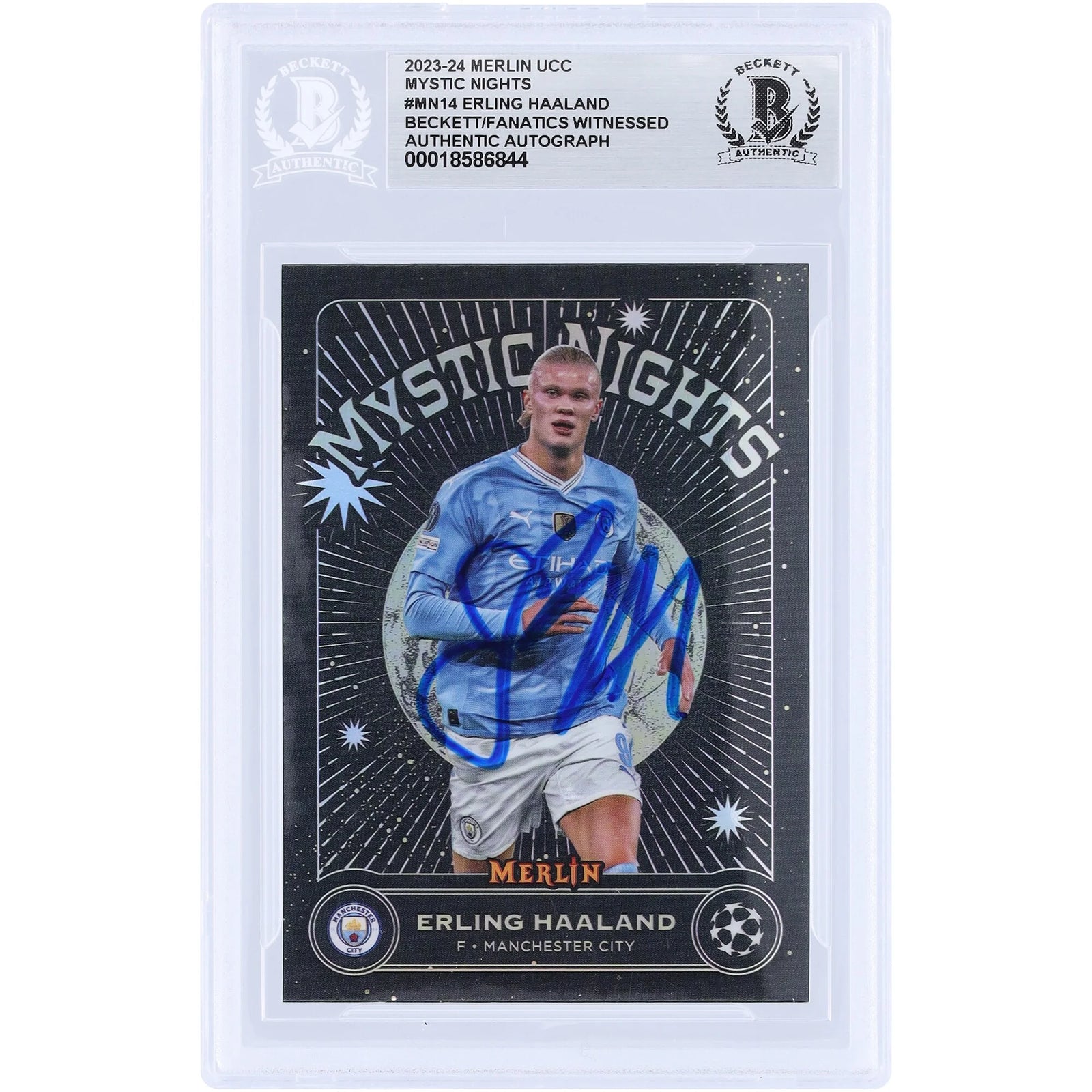 Erling Haaland Signed 2023-24 Topps Merlin UEFA Mystic Nights #MN-14 | Beckett Authenticat