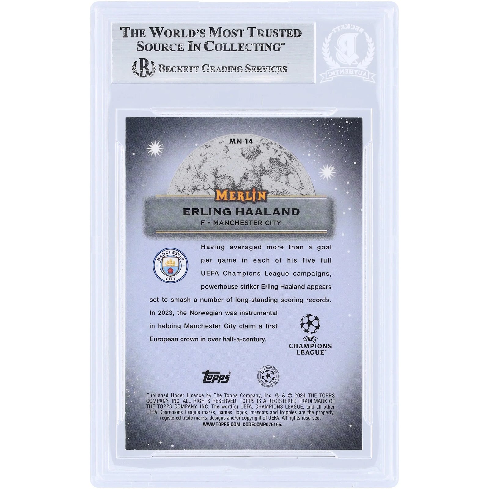 Erling Haaland Signed 2023-24 Topps Merlin UEFA Mystic Nights #MN-14 | Beckett Authenticat