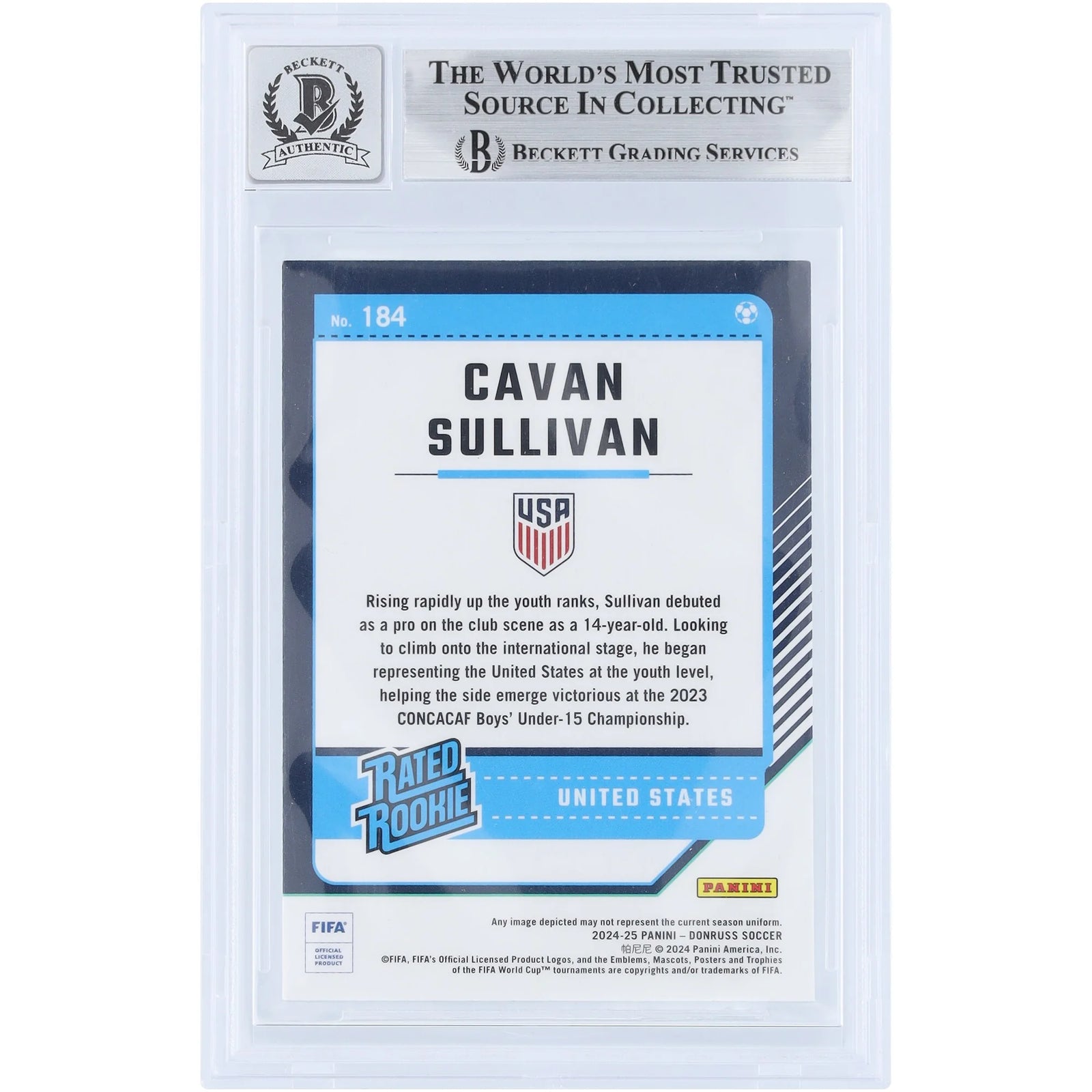 Cavan Sullivan Signed 2024-25 Panini Donruss Optic Rated Rookie #184 | Beckett Authenticat