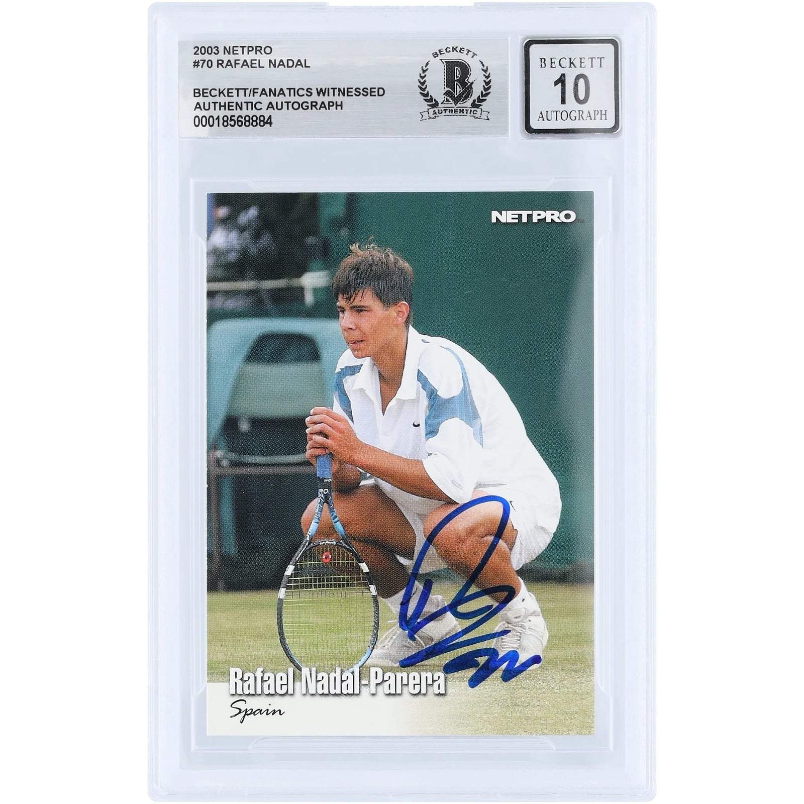 Rafael Nadal Signed 2003 NetPro #70 Rookie Card | Beckett Graded 10