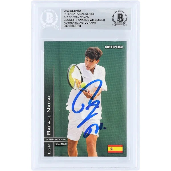 Rafael Nadal Autographed 2003 NetPro International Series #77 Beckett Fanatics Witnessed Authenticated Rookie Card - F2