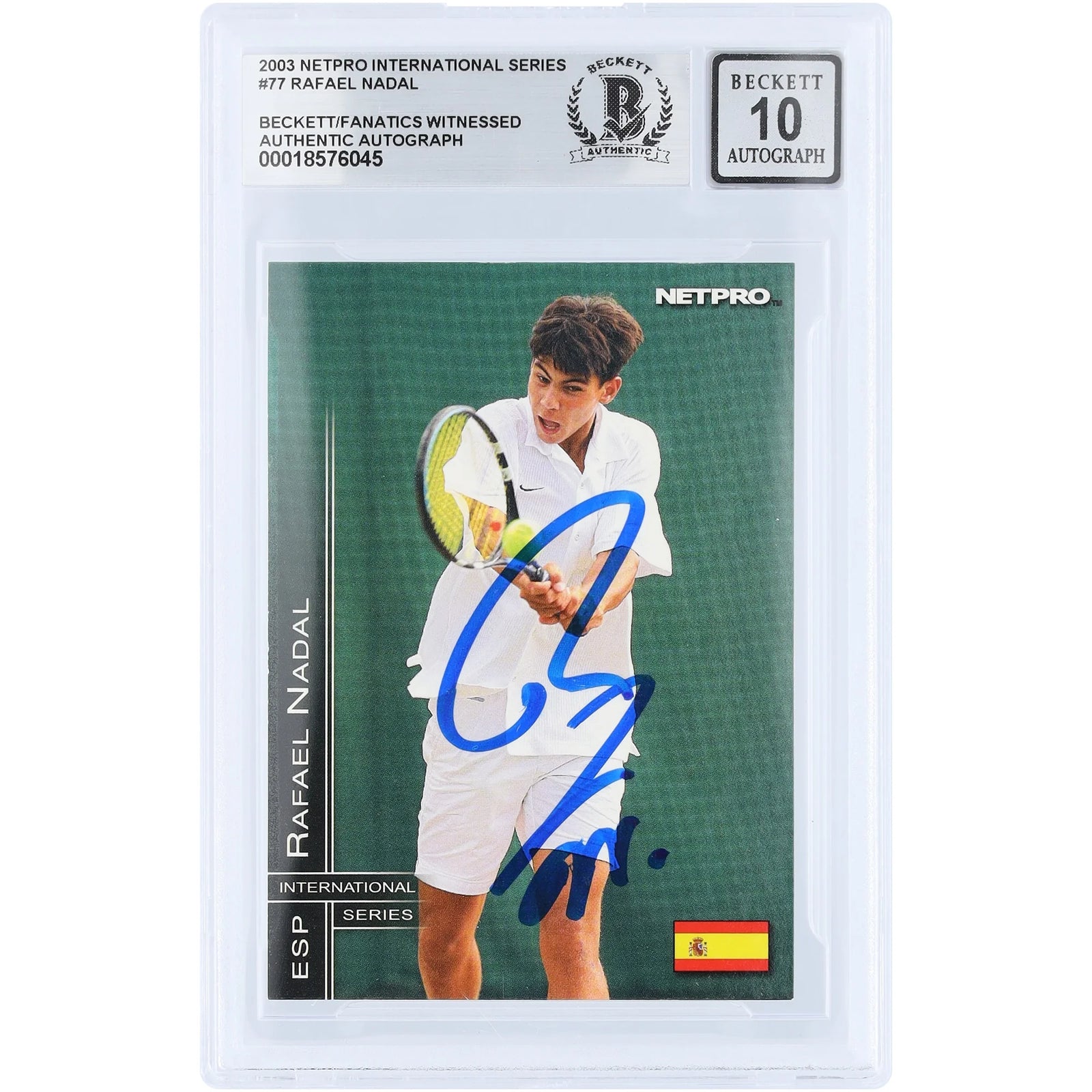Rafael Nadal Signed 2003 NetPro International Series #77 Rookie Card | Beckett 10