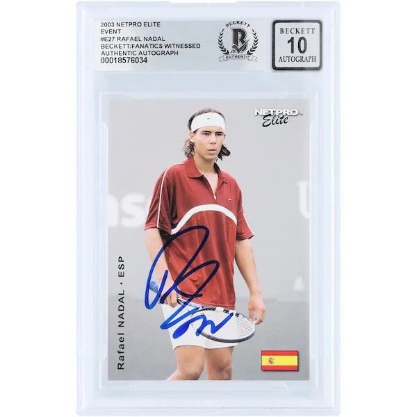 Rafael Nadal Signed 2003 NetPro Elite Event #E27 Rookie Card | Beckett Graded 10