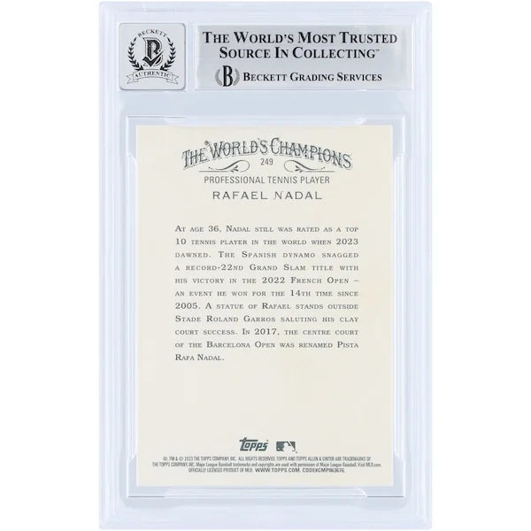 Rafael Nadal Signed 2023 Topps Allen & Ginter #249 | Beckett 10