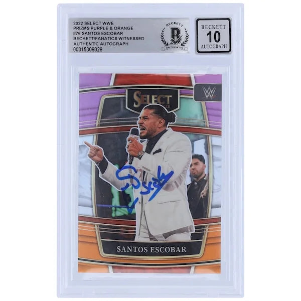 Santos Escobar Signed 2022 Panini Select Purple & Orange Prizms #76 | Graded 10