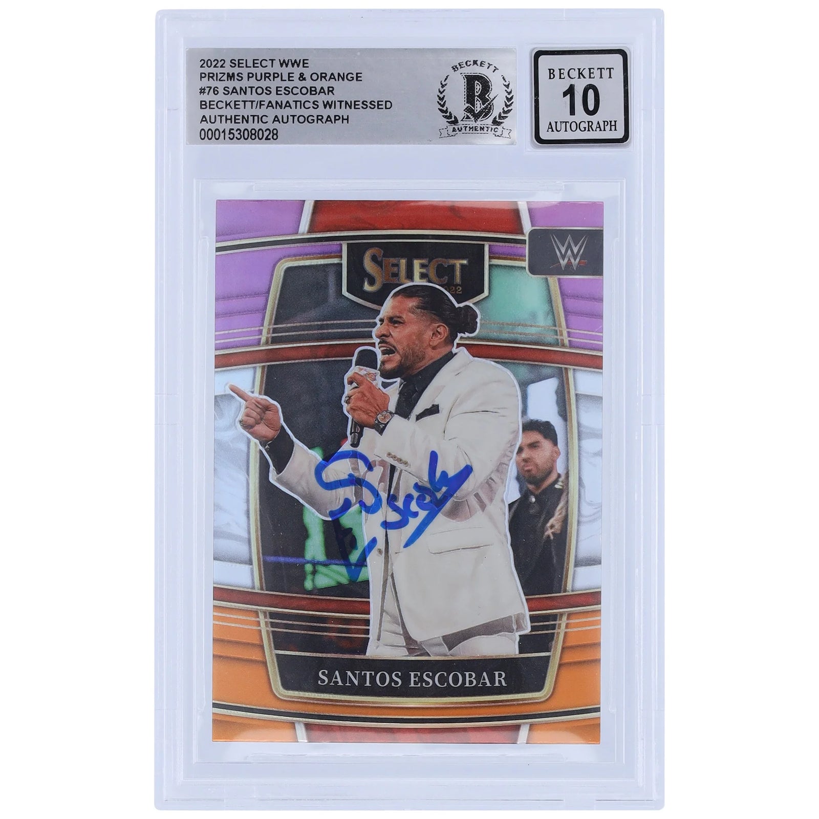 Santos Escobar Signed 2022 Panini Select Purple & Orange Prizms #76 | Graded 10
