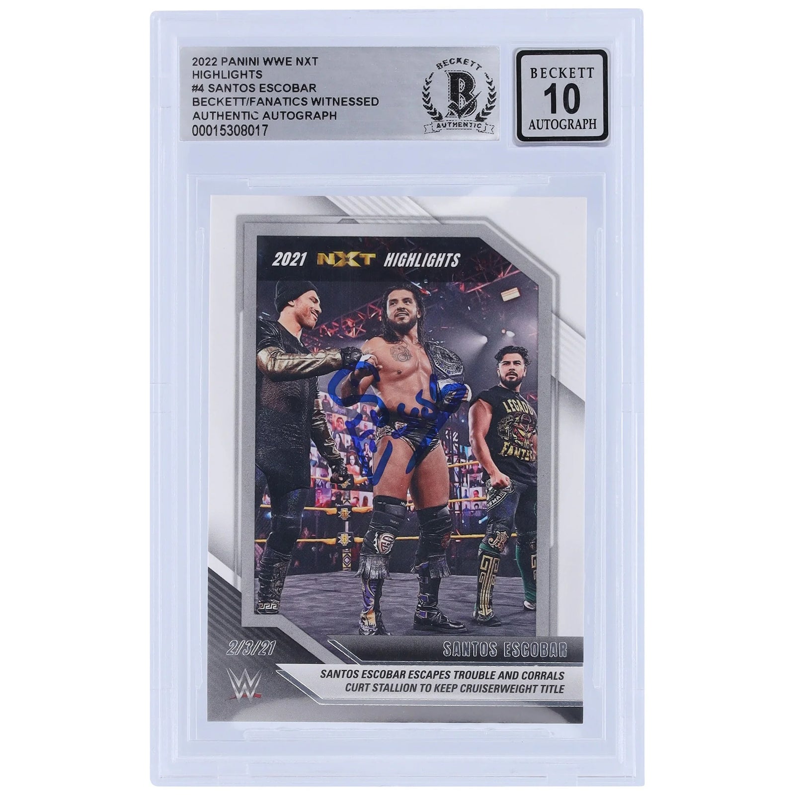 Santos Escobar Signed 2022 Panini NXT Highlights #1 | Beckett 10