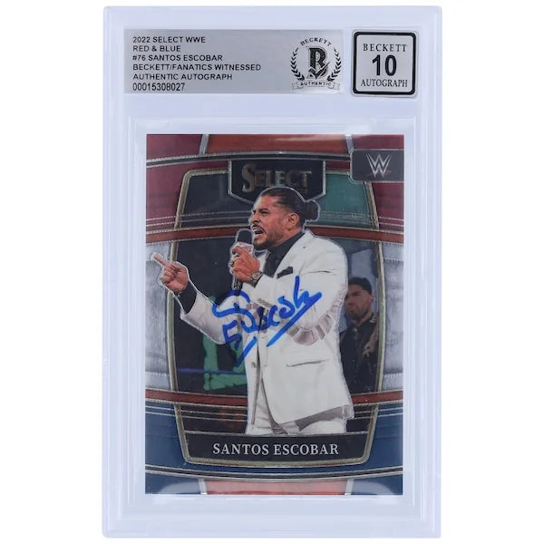 Santos Escobar Signed 2022 Panini Select Red & Blue #76 | Graded 10