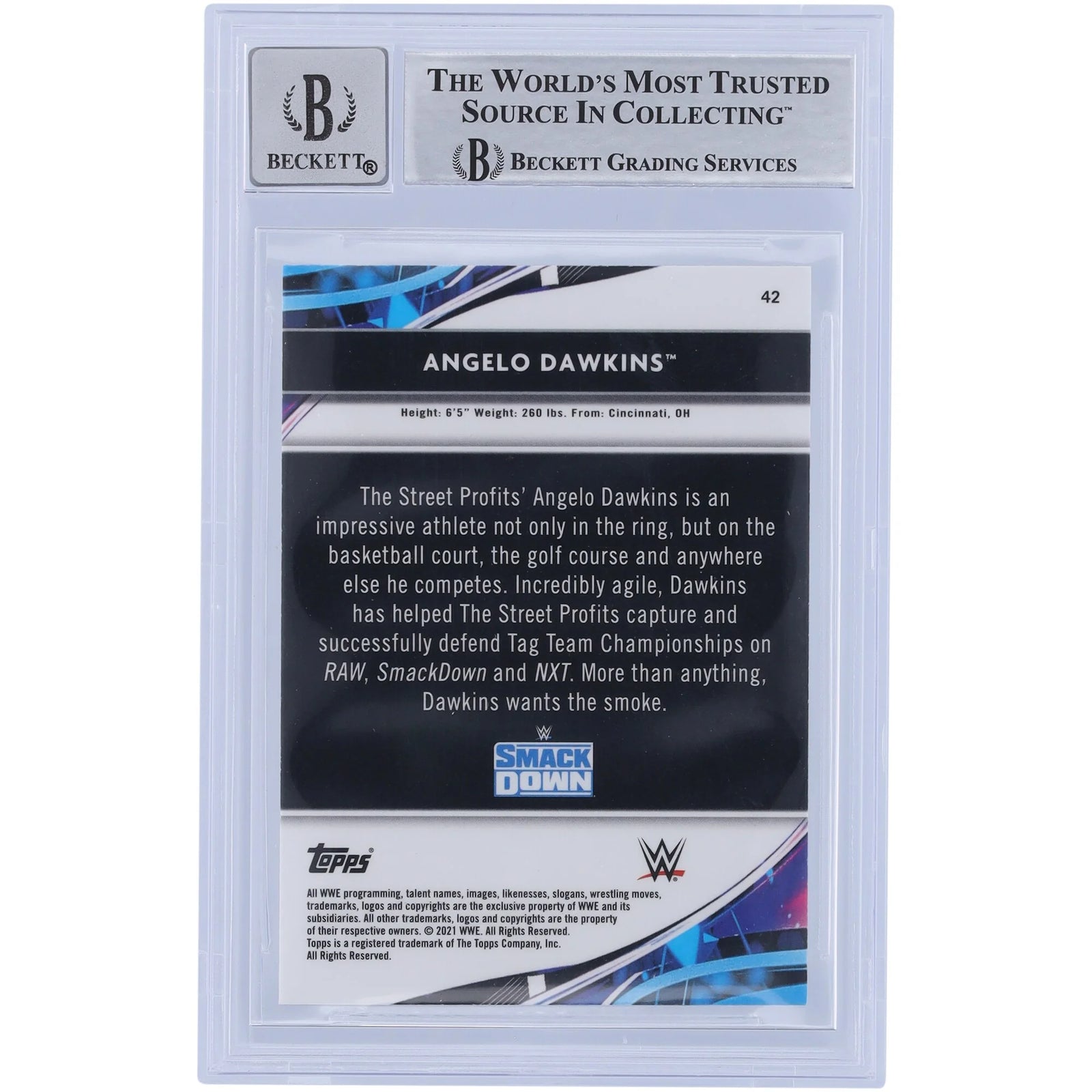 Angelo Dawkins Signed 2021 Topps Finest #42 Card | Beckett 10