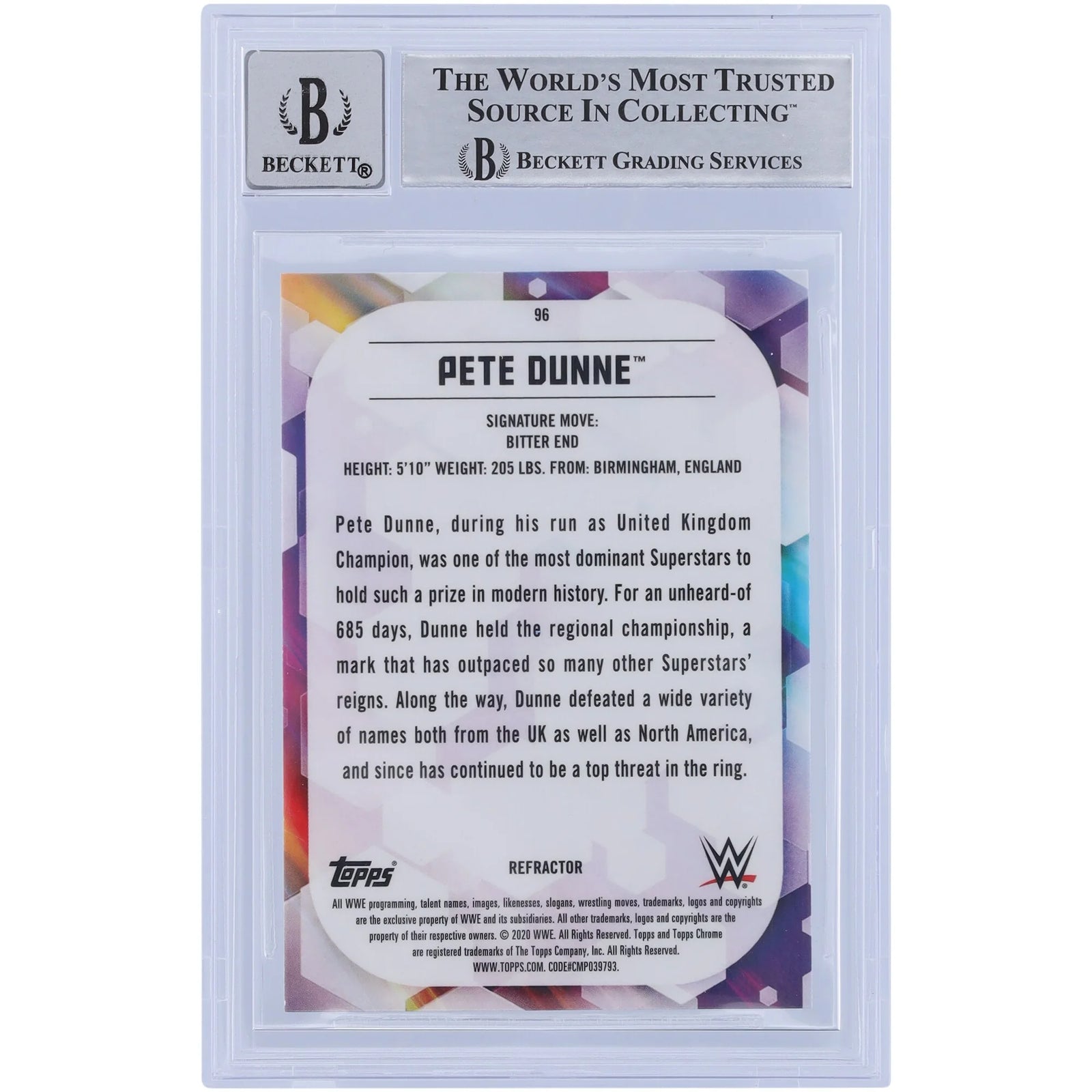Pete Dunne Signed 2020 Topps Chrome Refractors #96 | Graded 10