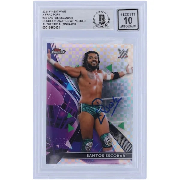 Santos Escobar Signed 2021 Topps Finest X-Factors #95 | Beckett 10