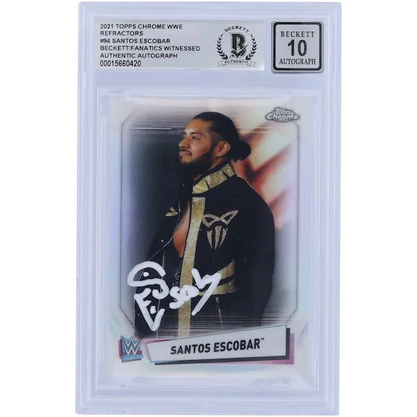 Santos Escobar Signed 2021 Topps Chrome Refractors #94 | Beckett 10