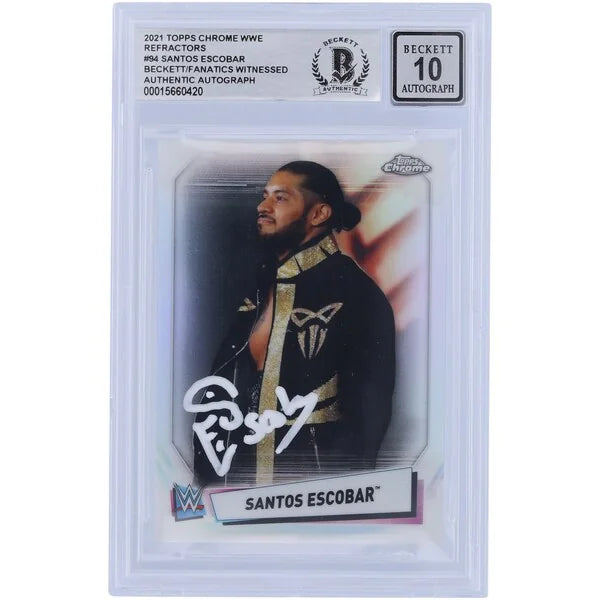 Santos Escobar Signed 2021 Topps Chrome Refractors #94 | Beckett 10