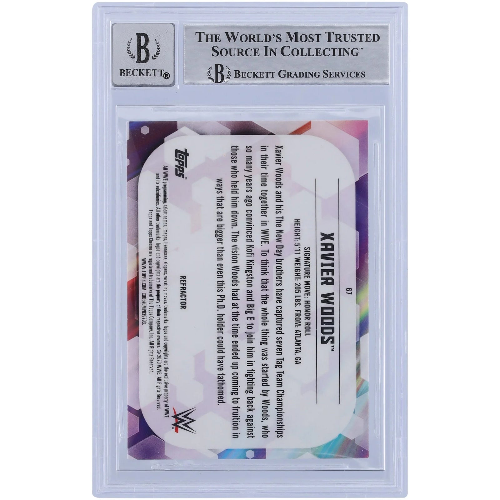 Xavier Woods Signed 2020 Topps Chrome Refractors #67 | BGS 10