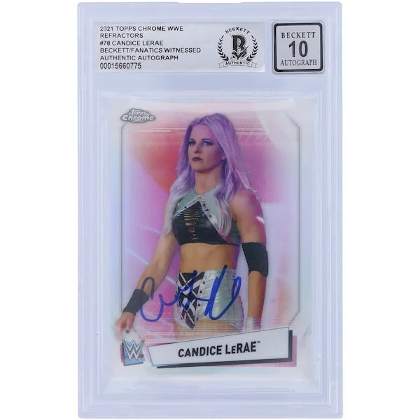 Candice LeRae Signed 2021 Topps Chrome Refractors #78 | Beckett 10