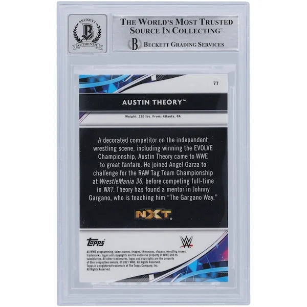 Austin Theory Signed 2021 Topps Finest Black Ink #77 | Beckett 10
