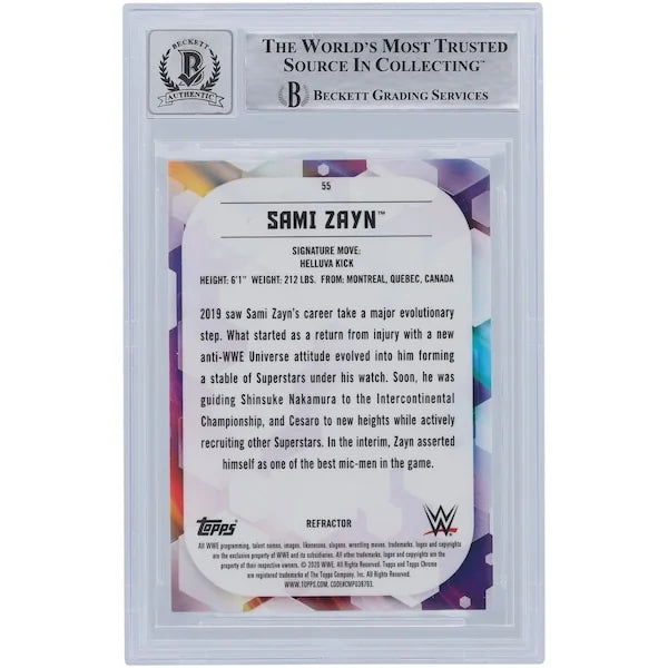 Sami Zayn Signed 2020 Topps Chrome Refractors #55 | Beckett 10