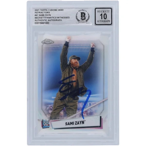 Sami Zayn Signed 2021 Topps Chrome Refractors #67 | Beckett 10